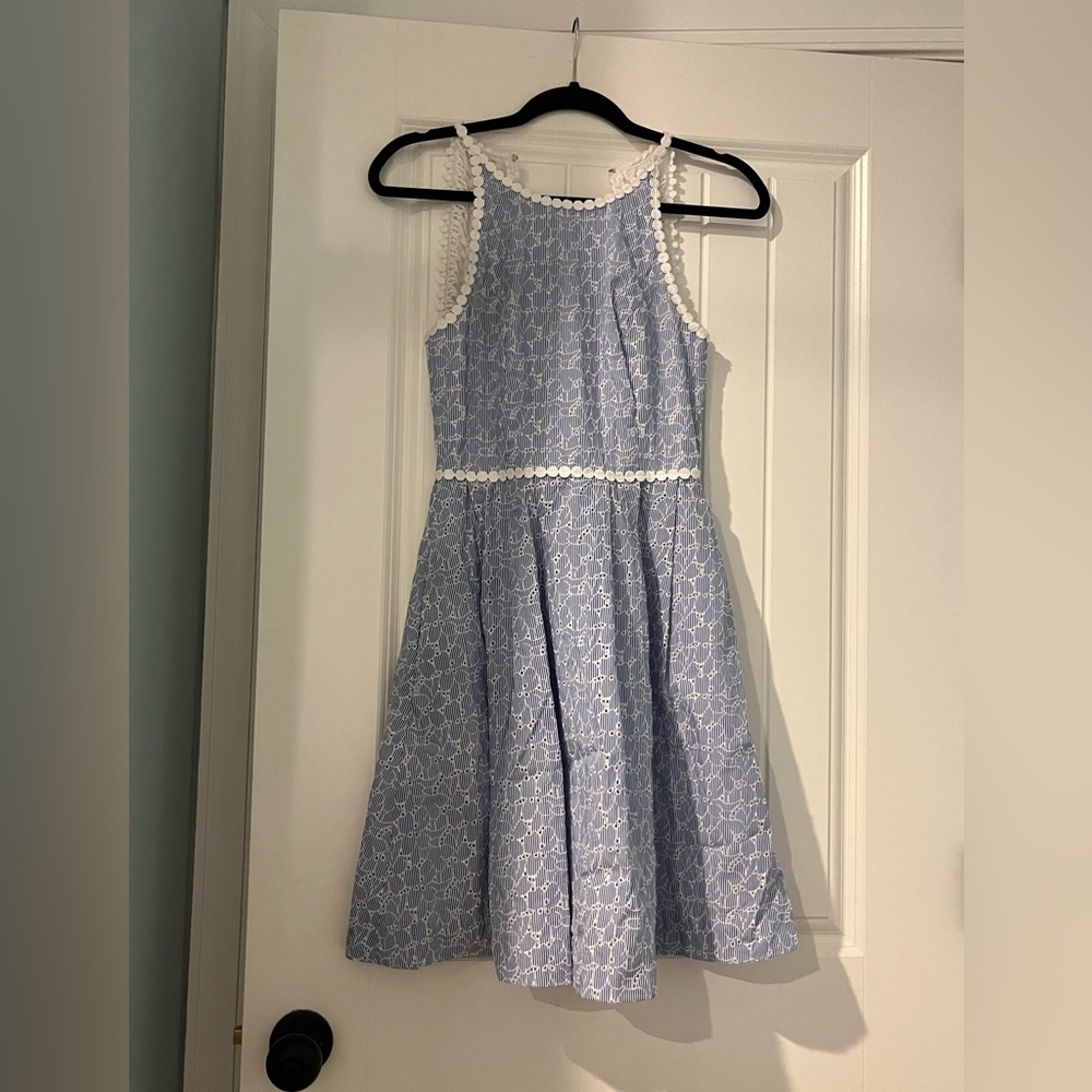 Lilly Pulitzer Light Blue & White Floral Fit-and-Flare Mini Dress